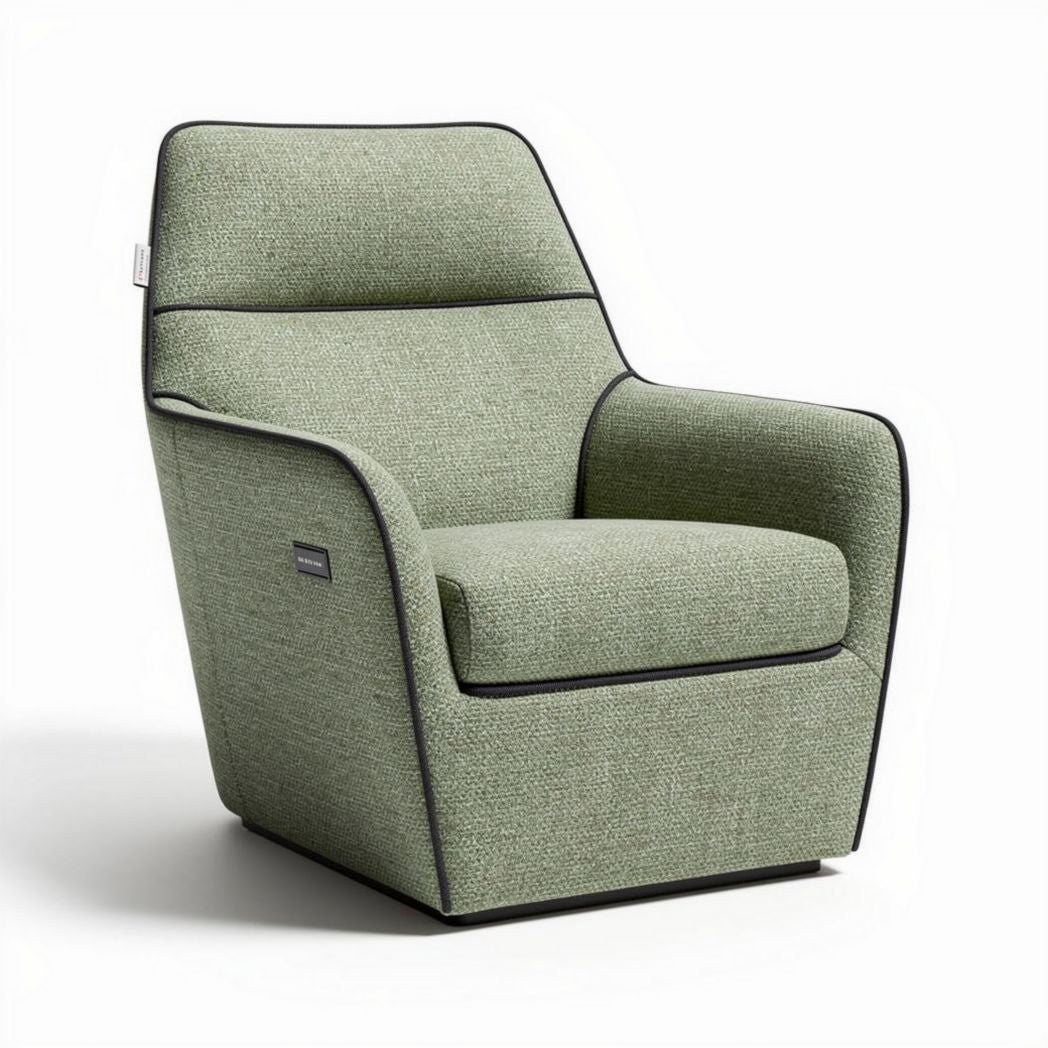 Fauteuil en tissu vert structuré pour salon dimensions 75 x 80 x 90cm