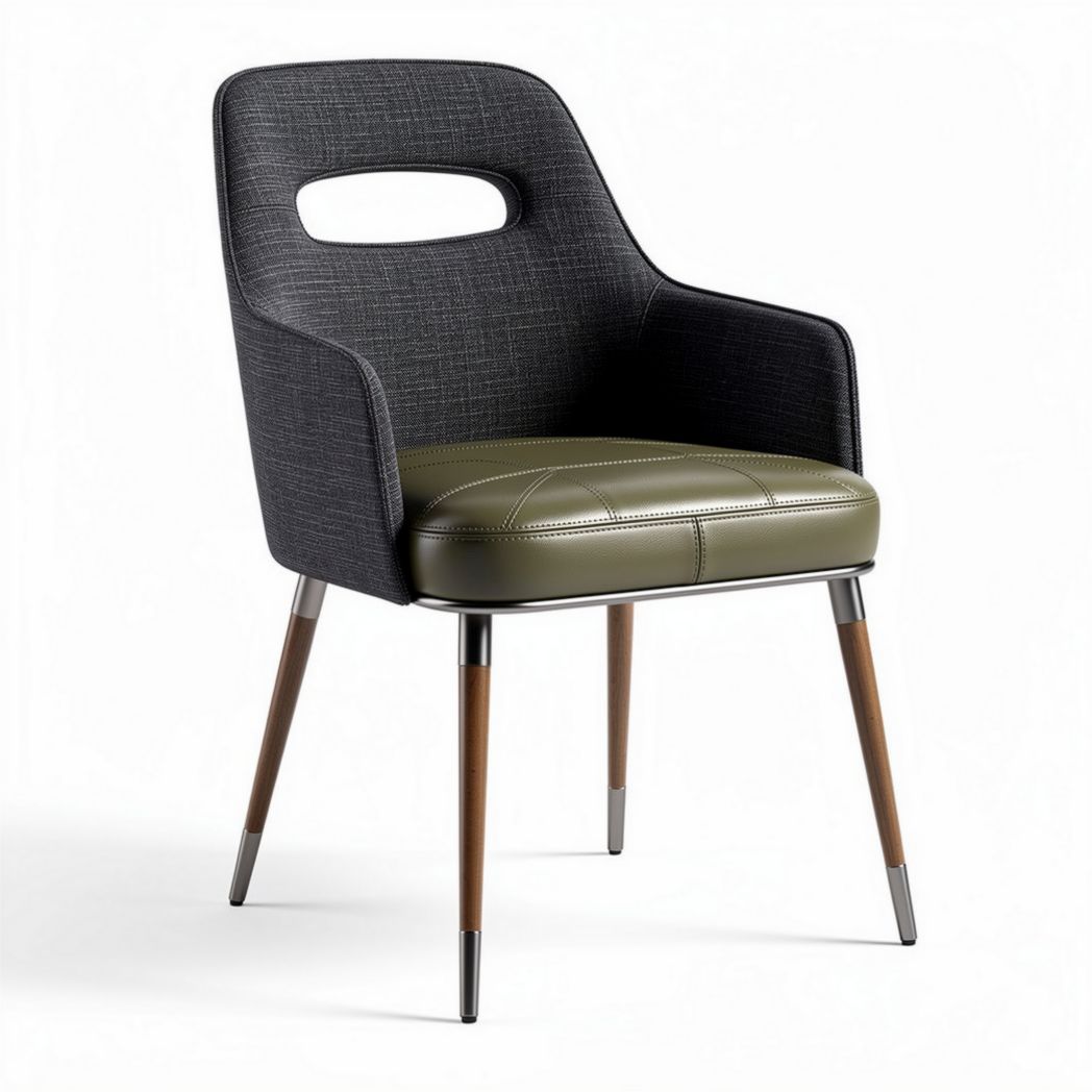 Chaise contemporaine noire et verte en tissu et simili cuir dimensions 60 x 55 x 85cm