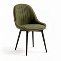 Chaise en velours vert avec coutures verticales et pieds en métal noir 45 x 50 x 85cm