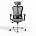 Chaise de bureau ergonomique en mesh grise avec support lombaire et accoudoirs ajustables 48 x 60 x 120cm