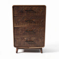 Commode en bois sculpté avec quatre tiroirs finition marron 70 x 40 x 100cm