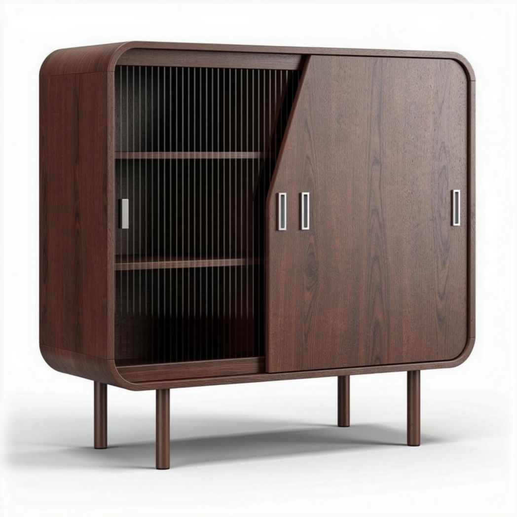 Meuble de rangement en bois foncé trois étagères dimensions 90 x 45 x 120cm