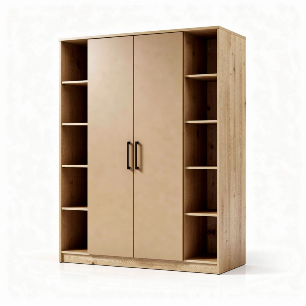 Armoire en bois avec portes en MDF et étagères intégrées 180 x 90 x 40cm