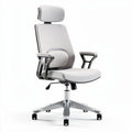 Chaise de bureau ergonomique en tissu gris avec accoudoirs et appui-tête 60 x 60 x 110cm