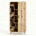 Armoire en bois massif avec étagères ouvertes et porte coulissante 180 x 80 x 40cm