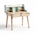 Bureau en bois avec tiroir et étagères vertes 90 x 50 x 75cm